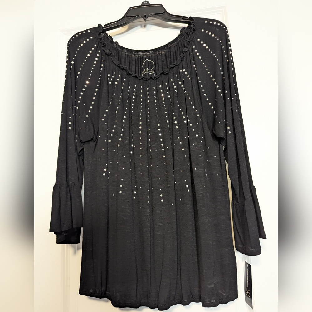 NWT-INC International Concepts Black Tunic with Silver Accents